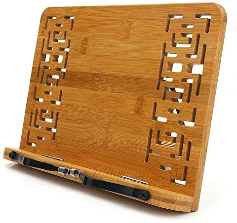 Feedal - Supporto per libri di cucina, in bambù, pieghevole e regolabile