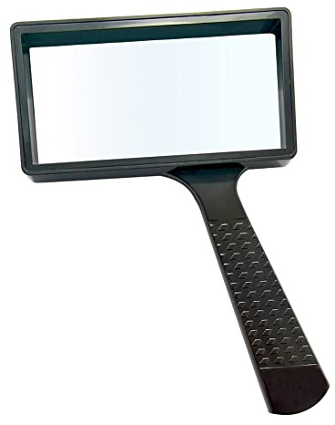 HYRZD - Lente di ingrandimento rettangolare a mano,ingrandimento 4X,100 x 50 mm,lente in vetro ad alta definizione,nessuna distorsione, adatta per la lettura,gli anziani,perfetto aiuto per la visione
