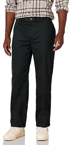 Amazon Essentials Herren Chinohose mit klassischer Passform, knitterfrei, Flache Vorderseite (erhältlich in Big & Tall), Schwarz, 60W x 32L