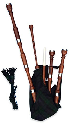 McWilliams BAGPIPES, PROFESSIONAL SCOTTISH HIGHLAND BAGPIPE FOR BEGINNERS ADULT WITH BAG (Brown P, Royal Stewart)