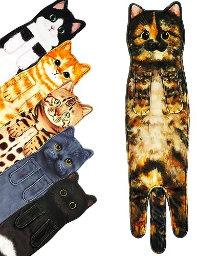 PAT JUUMG Lustig Katzen Handtücher,Küche Badezimmer Deko Handtuch Personalisiert,Ultrasaugstark,Für Geschenk Katzenliebhaber Geburtstags,Einweihungsgeschenk für Frauen（Schildpatt Katze）
