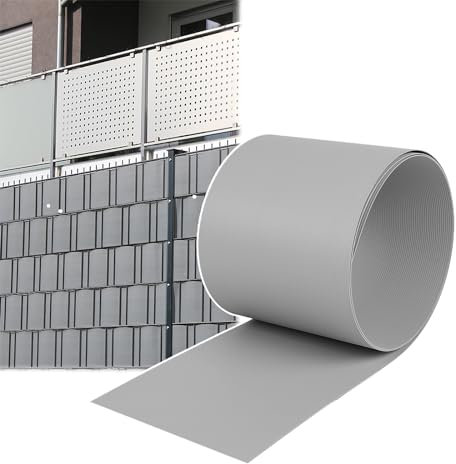 NAIZY 10x Striscia per la Privacy in PVC Duro 2,5 m x 19 cm Rotolo per Recinzione per Privacy Opaca per Recinzione a Doppia Barra Frangivento, Grigio