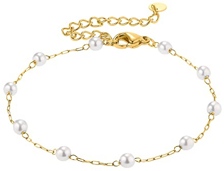 Heideman Armband Damen Elula Edelstahl mit Perle weiß | Klassisches Schmuckstück für Frauen zum Kombinieren, hautfreundlich, nickelfrei, schöne Geschenkidee für Mama oder Oma.