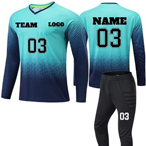 LJYTMZ Fußball-Torwarttrikot für Herren Kinder, Torwart Trikot Set Damen Langarm & Hose Individuelles Personalisiertes Trikot Mit Name + Nummer + Logo Jungengeschenk