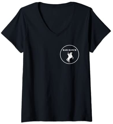 Damen Ram Ranch Cowboyhemd Meme T-Shirt mit V-Ausschnitt