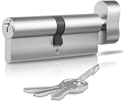 RESET,Cylindre de serrure Euro 55/40T (95 mm), serrure de porte Euro avec 3 clés, anti-choc, anti-perçage, serrure de porte anti-crochetage avec clé, laiton, chrome