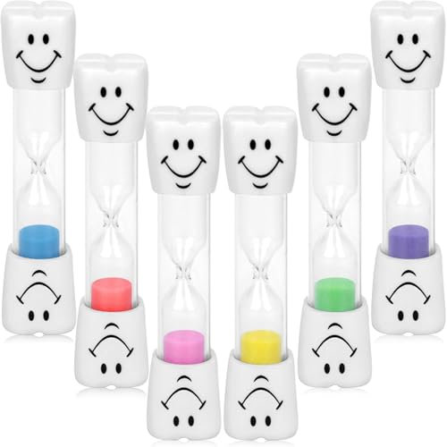 6 bunte Sanduhren Set für Kinder - 2/3 Minuten Timer zur Zähneputzeübung