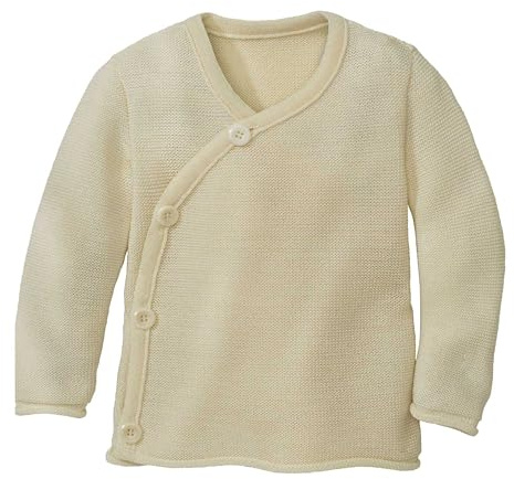 Disana Melange-Jacke Baby & Kleinkind - 100% Bio-Merino – atmungsaktiv, warm & weich, Unisex Gr. 50-104 - nachhaltig & fair – mit Wickelverschluss - Made in Germany | Natur Gr. 98-104