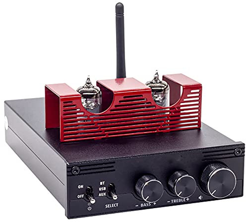 Decodificador de Audio, Amplificador de válvulas HiFi Bluetooth 5.0, APTX-LL 160W*2, 24Bit/192KHz, con 4 válvulas, Entrada USB, Fibra óptica/coaxial, Salida de subwoofer