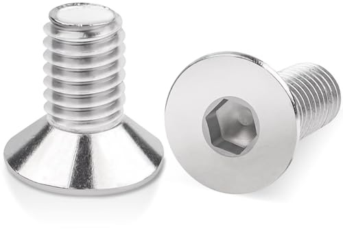 Leryati M6 Senkkopfschrauben Edelstahl, 20 Stück M6x16 mm Senkschrauben | DIN7991 A2 V2A Senkkopf Innensechskant Senkschrauben Genannt, Metrisches Schrauben Unterlegscheiben Muttern für Reparaturen