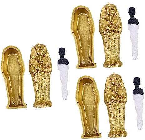 ABOOFAN 3stücke Coffin Decor Mit Mumienfigur Ägyptischer Sarkophag Aus Resin Für Halloween-Dekoration Realistische Gestaltung Robust Für Freunde Und Familie