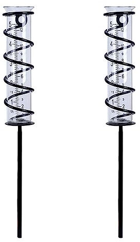 ZYNCUE Regenmesser, Regenmesser mit Erdspieß aus Metall Rain Gauge Wetterstation um Regen zu messen, Wassermesser für Garten und Terrasse (2 STÜCK)