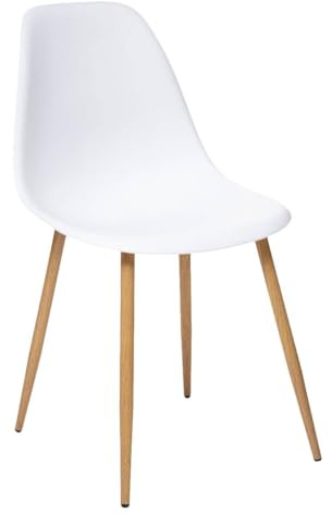 Atmosphera – Taho Stuhl, weiß, Beine in Holzoptik – B 46 x T 52 x H 86 cm – Skandinavischer Stil – Für Küche, Esszimmer, Büro