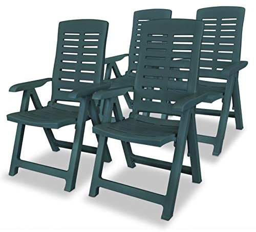 LAPOOH Garten-Liegestühle 4 STK Gartenmöbel, Balkonstühle, Chair Outdoor, Balkonmöbel, Hochlehner, Essstühle, Balkon Stuhl, Bistrostuhl, Kunststoff Grün