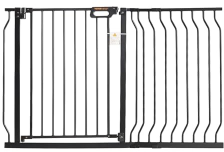 VEVOR Cancelletto di Sicurezza per Bambini Cani Gatti per Scale Porte Corridoi Larghezza Espandibile 75-123 cm Altezza 76 cm, Cancello di Sicurezza Senza Forare Ampia Apertura 53 cm a 180° Colore Nero