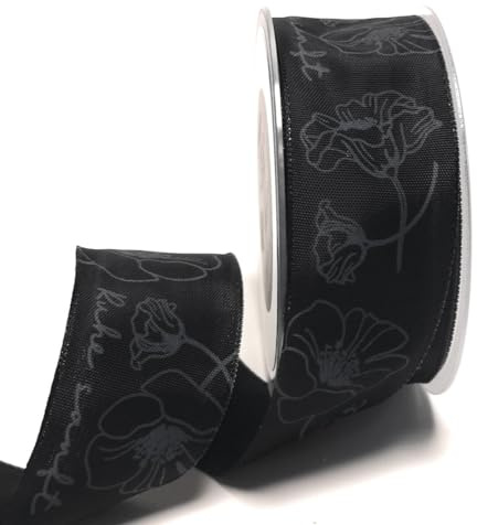 s.dekoda Schleifenband Trauer 20m x 40mm Ruhe Sanft Dekoband Trauerband Schwarz [D1431]