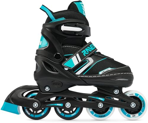RAVEN Pattini in linea Inline Skates per bambini e adulti regolabili (Helixi Black/Mint, 34-37 (21cm-23,5cm))