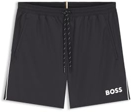 BOSS Herren Starfish Badeshorts mit kontrastfarbenem Logo und Paspelierung Schwarz001 L