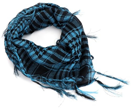 Arab Shemagh Keffiyeh Palestine Shawl Plaid Muslim Scarf Houndstooth Lightweight Outdoor Tactical Military Head Face Neck Hood Wrap Windproof Sandproof Soft Warm Fringed Kerchief Scottish Tartan Check