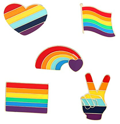 COLLBATH Regenbogen Reversbroschen 5 Stück Legierungsmaterial Modische Pride Anstecknadeln Für Kleidung Taschen Rucksäcke