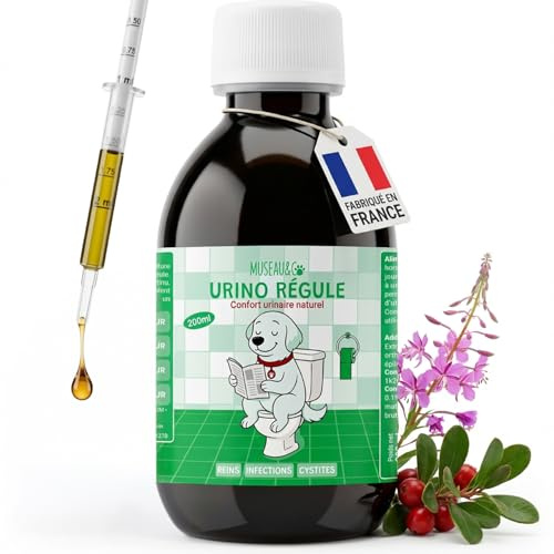 Museau & Co Urino Régule - Infección Tracto Urinario Perro - 200ml - Cistitis Perro y Gato, Antiinflamatorio, Ayuda Vejiga y Riñón, Confort urinario Made in France