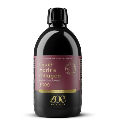 zoe Nutrition, Liquid Marine Collagen 5000, 500 ml, enriquecido con una cuidadosa mezcla de vitaminas, minerales y MSM