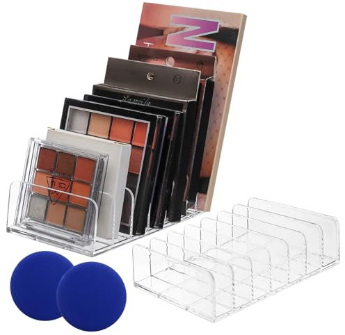 DAJMAIEZ 2 Pezzi Organizer per Cassetti, Organizer per Palette, Organizer per Trucco in Acrilico, Organizer per Cosmetici, Organizzatore con 7 Divisi per Palette di Ombretti, Bagno, Vanity, Scrivania