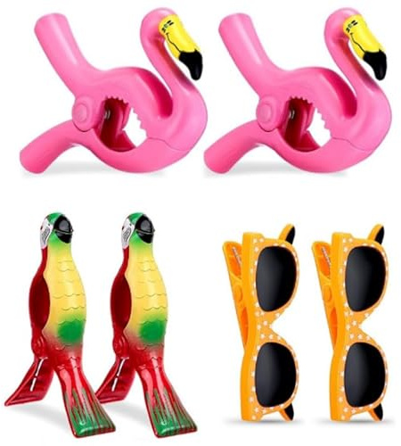 Beach Towel Clips,6 Pcs Laundry Clip Clothes Pegs,Holders Portable Towel Clips for Chairs Beach Towel Holder Clothes Pegs Clothes Pins for Beach Pool (Novelty Style)