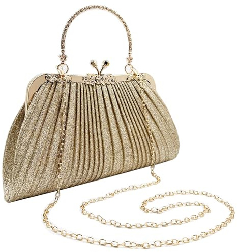 Damen Clutch Abendtasche Klein Handtasche Kette Abendtasche Elegante Brauttasche Glitzer Crossbody Schultertaschen für Hochzeit Party Disko