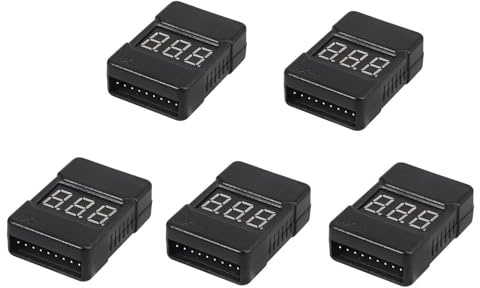 Bohaner Tester per batteria Lipo da 1 a 8 s, tester di tensione della batteria agli ioni di litio, per batterie LiMn/Li-Fe, 5 pezzi
