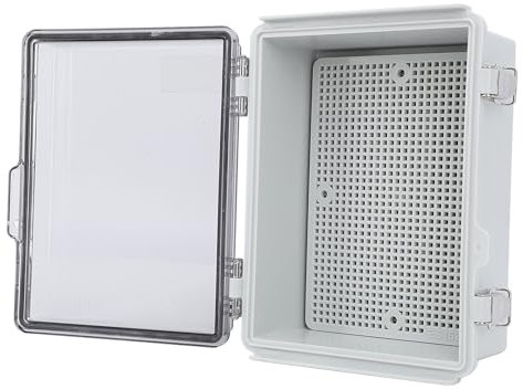 Wasserdichter Elektrischer Anschlusskasten, ABS-Kunststoffgehäuse mit Edelstahlschloss, Schutzart IP67, Gittermontageplatte, Ideal für Elektronik, Pumpensteuerungen,