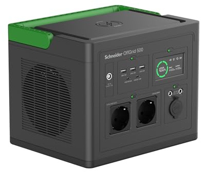 APC Schneider OffGrid Portable Power Station 500W, generador Solar Ligero de 510Wh con 2 Tomas de CA, Salida USB-C PD de 60W, Carga inalámbrica, luz LED para Camping al Aire Libre