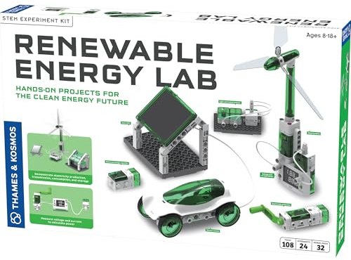 Thames & Kosmos Renewable Energy Lab | STEM Experiment Kit for Kids & Adults | Ages 8+ | Hands-On Science Learning with Solar, Wind & Battery Models | Compatible with Micro:Bit & Robotic Workshop