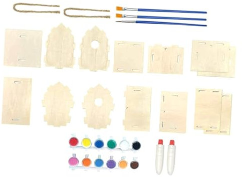MOLUCKFU Selbstgemacht Vogelhaus Holzbausatz Für Kinder Windspiel Anhänger Aus Holz Zum Selberbauen Und Bemalen Kreatives Bastelset Für Feinmotorik Und Malspaß Innen Und Außendekoration