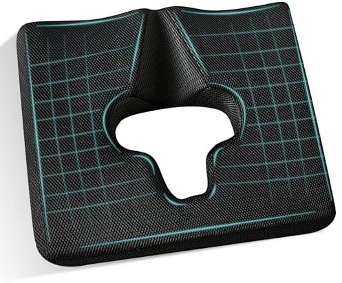 Wundkissen für Po, Anti-Dekubitus, Gelkissen, frei atmen, Fasern, Dekubitus, Druckentlastungskissen, T-Öffnung, dreieckiges Neigungsdesign für ältere Menschen, Bettlägerte, Behinderte (mit Bezug)