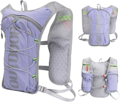 Running Hydration Vest Backpack Lightweight Running Vest Women mens Compatible with 1.5L Water Bladder Reflective Hydration Backpack for Cycling Hiking Marathon (Grey, One Size)
