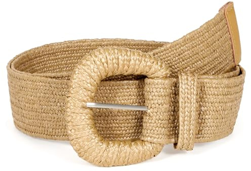 VONMELLI Cintura Elastica in Paglia Intrecciata per Donna Cinghie Elastiche per Abito Moda Cintura in Vita Boho Cinghie Da Donna in Rafia Di Rattan Cachi S