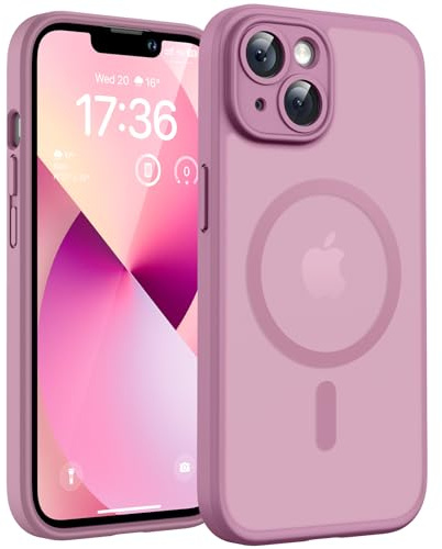TOCOL für iPhone 13 Hülle, Kompatibel mit MagSafe, Matt Flieder Lila | Eingebauter Magnetring, Vollständiger Kameraschutz, Militärschutz Stoßfest Kratzfest Haltbarkeit, Durchscheinend Rückseite