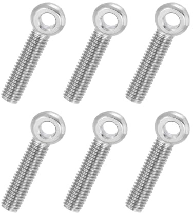 PATIKIL 6 Pcs M8x40mm Ojo Giratorio Con Hombro Para Izar Métrico Plateado | Tornillo Ojo Pesca Agujero Deslizante Perno Aparejo Fijadores Metálicos, Acero Inox 304, Roscado Completo