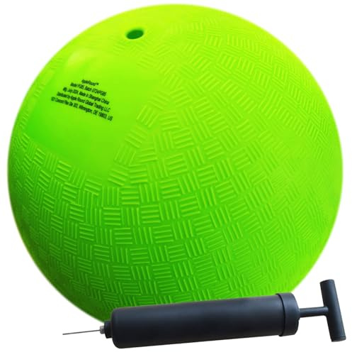 AppleRound 10-inch Playground Ball with Air Pump - Dodgeball, Handball, Kick Ball for Camps and Schools, (Green)