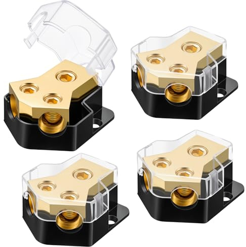 Threehoney 4 Pcs 2 Way Power Distribution Block Car Audio Amp Splitter 12v 0/2/4 Specification Input 4/8/10 Specification Output Auto Stereo Ground Distribution Blocks for Automotive Car Boat