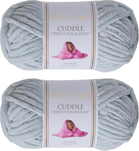 Utopia Crafts Ovillo Lana de Chenilla Gruesa Para Crochet y Tejer a Mano Light Grey, 100 g/60 m, Esponjosa, Suave, Ideal Principiantes. Lavable a Máquina, Alternativa a Lana Animal, 2 unidades