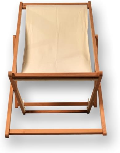 Liegestuhl Holz Klappbar bis 120 kg, Strandstuhl, Strandliege, Holz | SG SiestaGarden 3-Fach verstellbare Sonnenliege aus Buchenholz & 100% Baumwolle, Klappliege für Strand, Liegestuhl