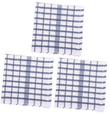 ARTSEWPLY 3Pcs Pure Cotton Waffle Weave Kitchen Dishcloths Blue Absorbent Multi Use Tea Towels Reusable Scratch Resistant Dish Cleaning Cloths