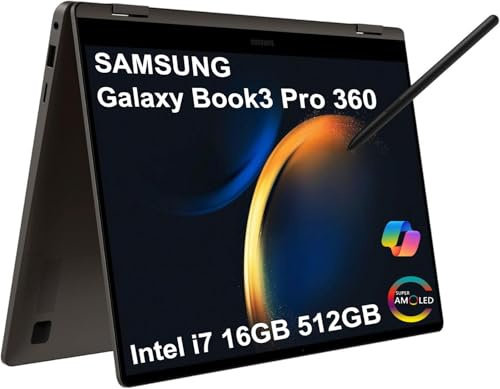 Samsung Galaxy Book4 Pro 360 2 in 1 AI PC Laptop (16 Zoll 3K AMOLED Touchscreen, Intel Core Ultra 7 155H (> i7-13700H), 16GB DDR5, 2TB SSD, S Pen) für Creators, Designer, FP, Win 11 Pro, NP960QGK