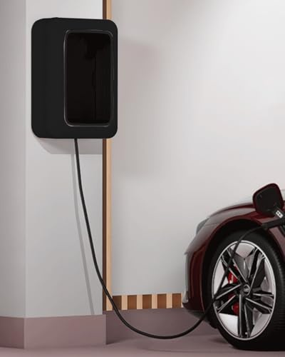 Elitix Cargador Coche Electrico Estaciones Caja de Cargador de EV para Montaje en Pared, Pedestal de Carga para EV en Exteriores con Cubierta Lateral, Soporte para Tesla Electric(Black)