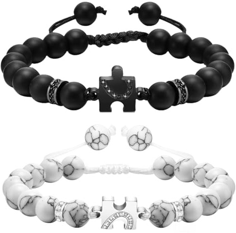 Pusseldesign Armband Par, 2 Stycken Yin Och Yang Par Par Armband Justerbart Hjärta Pussel Armband Par Personliga Diamant Armband För Honom Älskare