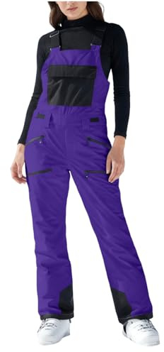 Skianzug Damen Einteiler Skihose Damen Gefüttert Mit Träger Skioverall Snowboard Wasserdicht Schneeanzug Winter Warme Schneejacke Skifahren Sätze Outdoor Sport Skisuit Jumpsuit Schneeoverall S-3XL