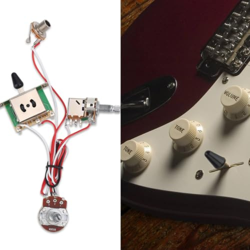 Akozon Electric Guitar Metallic Wiring Harness Prewired Kit 3 Way Switch & Pots Set, Telecaster Compatible Guitar Electronics & Playing Accessories, Premium Metallic Construction