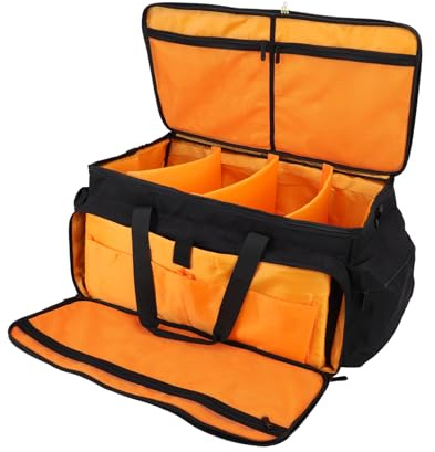 DJ Cable File Bag with Detachable Padded Bottom and Dividers, Portable DJ Equipment Bag Travel Gig Controller Carrying Case 900D Oxford Musical Accessories for Musicians, Black